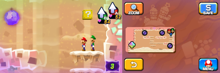Last block in Dreamy Dozing Sands accessed from the fourth Deco Pi'illo of Mario & Luigi: Dream Team.