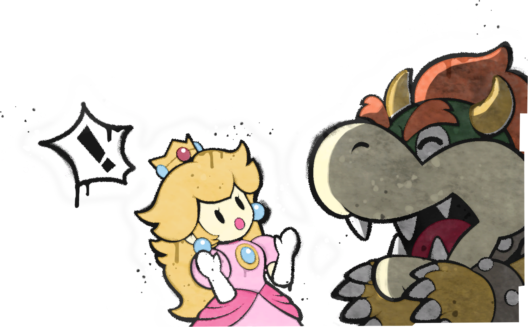 Peach surprised by Bowser