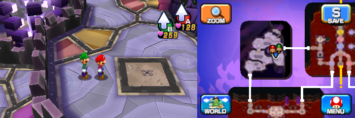 Location of the sixteenth beanhole in Neo Bowser Castle (Dream Team's version).