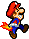 Mario under the "Burn" status effect.
