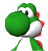 A side view of Yoshi, from Mario Super Sluggers.