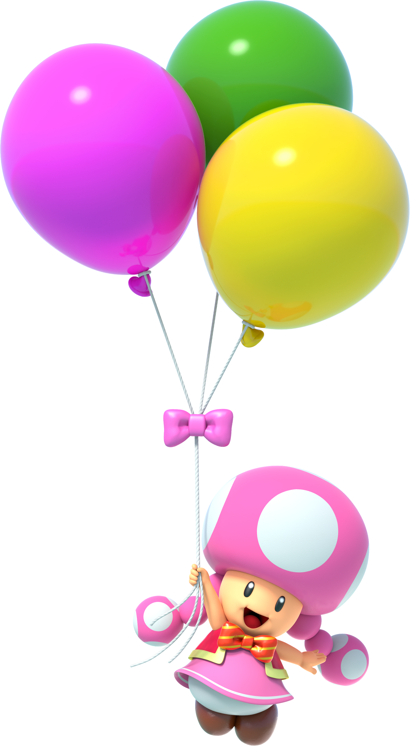 Artwork of Toadette holding onto balloons from Super Mario Party
