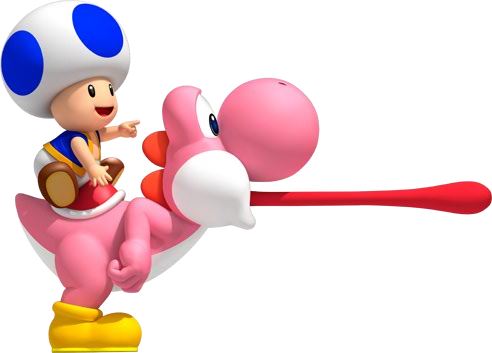 File:NSMBW Blue Toad and Pink Yoshi Artwork.png