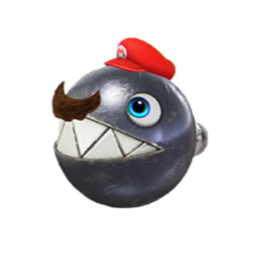 File:NSO SMO March 2022 Week 2 - Character - Mario-captured Chain Chomp.png