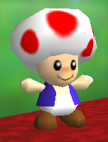 Screenshot of a Toad from Super Mario 64.