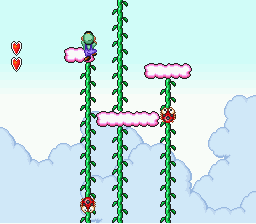 The vine glitch from Super Mario Bros. 2.