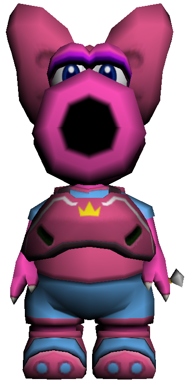 A 3D model of a Birdo in Princess Peach's team from Mario Strikers Charged.