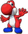Sprite of Red Yoshi's team image, from Puzzle & Dragons: Super Mario Bros. Edition.