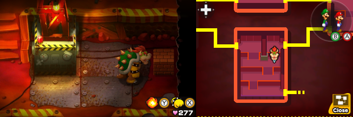 Sixth block in Tunnel of Mario & Luigi: Bowser's Inside Story + Bowser Jr.'s Journey.