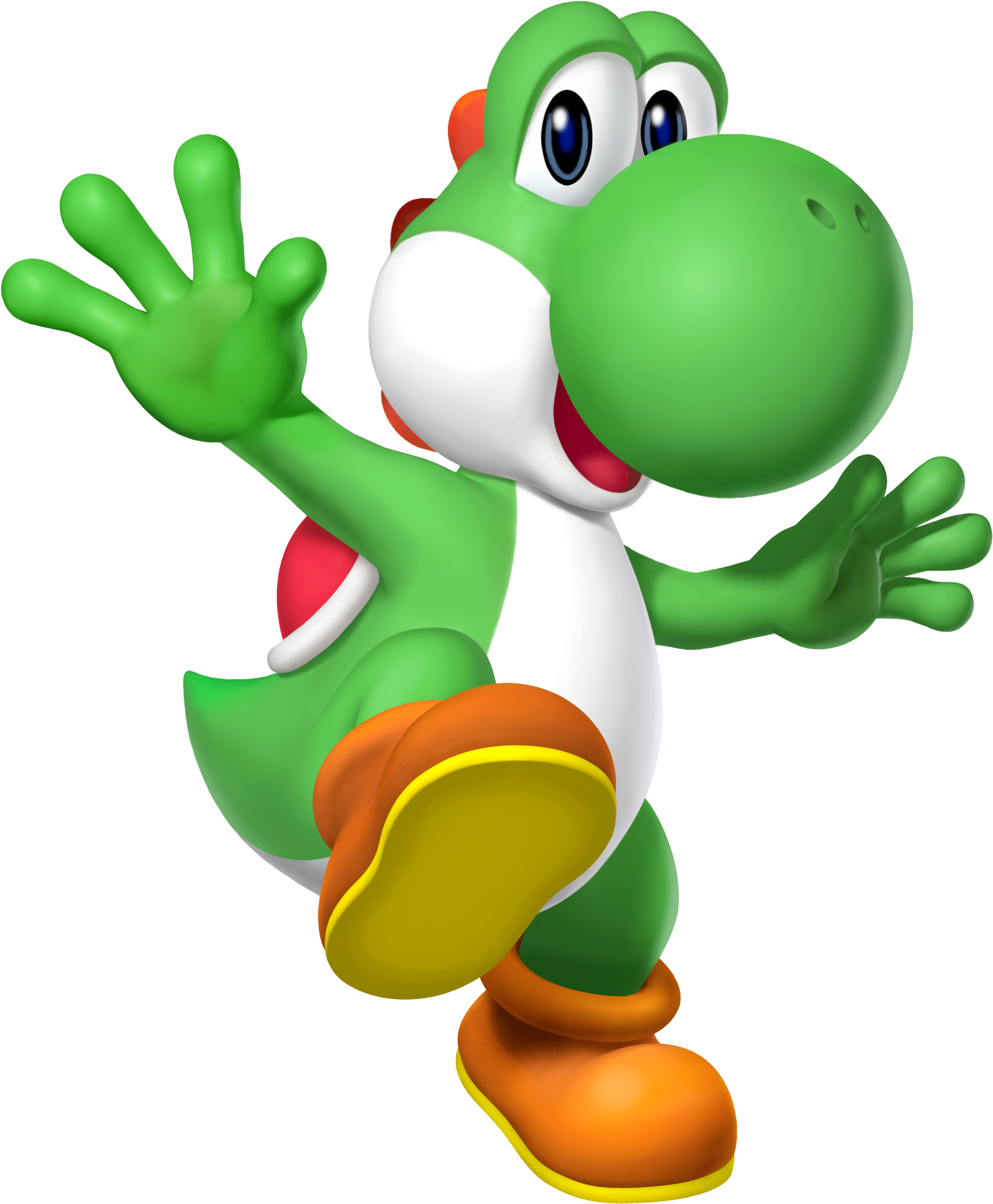 Artwork of Yoshi from Mario Party DS (also used in Mario Kart Wii, Mario & Sonic at the Olympic Winter Games and Super Mario Run)