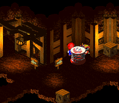 Second Crook leaving behind a Flower Tab after being defeated in the mines of Moleville of Super Mario RPG: Legend of the Seven Stars.