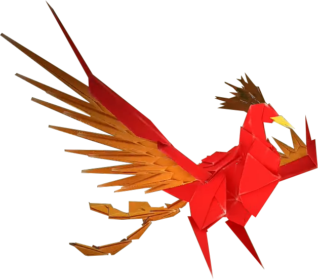 An origami Fire Vellumental from Paper Mario: The Origami King.