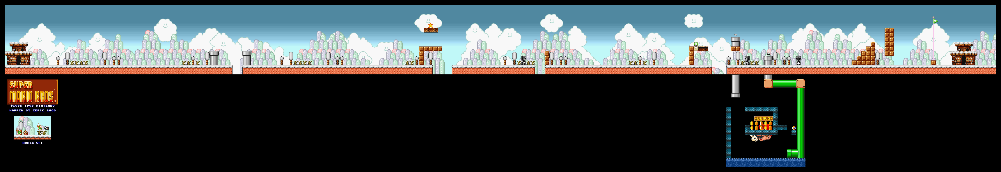 Map of World 5-1 (Super Mario All-Stars version)