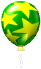 A sprite of a green Weapon Balloon from Diddy Kong Racing.
