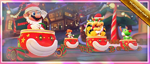 The "A Holiday Tour Celebration! The Candy Clown!" Pack from the 2021 Holiday Tour in Mario Kart Tour