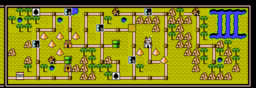 Animation of the Desert Land map in its default state Super Mario Bros. 3. The odd tiles to the left are loaded, but are not visible on most screens due to that being the surplus area to allow for smooth horizontal scrolling