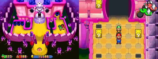 Ninth, tenth and eleventh blocks in Shroob Castle of the Mario & Luigi: Partners in Time.