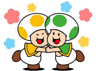 Yellow Toad and Green Toad - Super Mario Sticker.gif