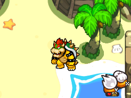 Screenshot of Bowser in Plack Beach, from Mario & Luigi: Bowser's Inside Story