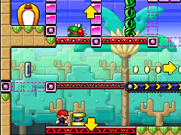 A screenshot of Room 8-8 from Mario vs. Donkey Kong 2: March of the Minis.