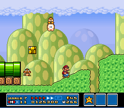 The third level of Pipe Land in the Super Mario All-Stars version of Super Mario Bros. 3.