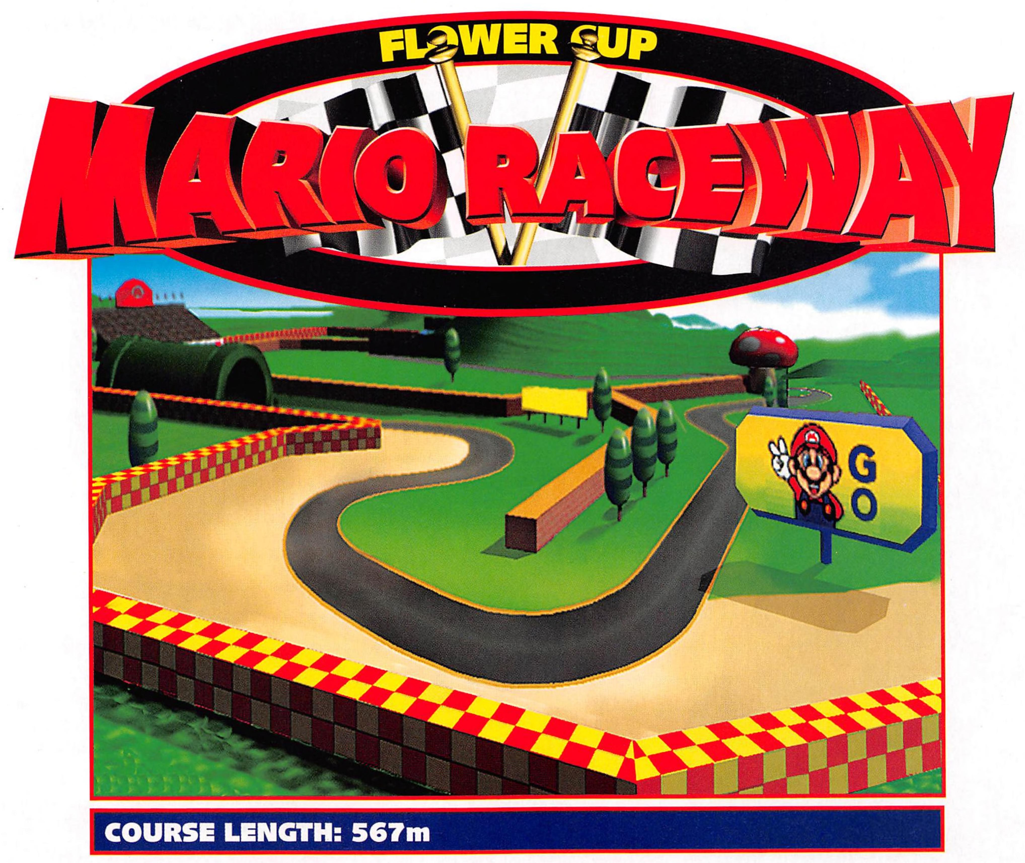 File MK64 Mario Raceway Art jpg Super Mario Wiki The Mario Encyclopedia