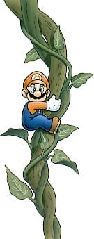 Artwork of Mario climbing a Beanstalk in Super Mario Bros. Deluxe