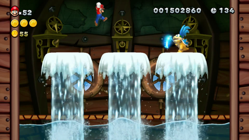 Mario fighting Larry Koopa