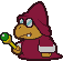 Battle idle animation of a Red Magikoopa from Paper Mario