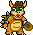 A sprite of Bowser playing baseball from the MS-DOS release of Mario's Early Years! Fun with Letters