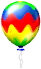 A sprite of a rainbow Weapon Balloon from Diddy Kong Racing.