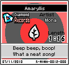 The shelf sprite of one of Mona's records (Amaryllis) in the game WarioWare: D.I.Y., as it appears on the top screen.