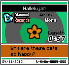 The shelf sprite of one of Mona's records (Hallelujah) in the game WarioWare: D.I.Y., as it appears on the top screen.