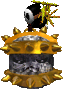 Sprite of a black Shy Guy carrying a spiked stone in Yoshi's Story