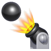 A cannonball being shot out of a cannon in Super Mario Run.