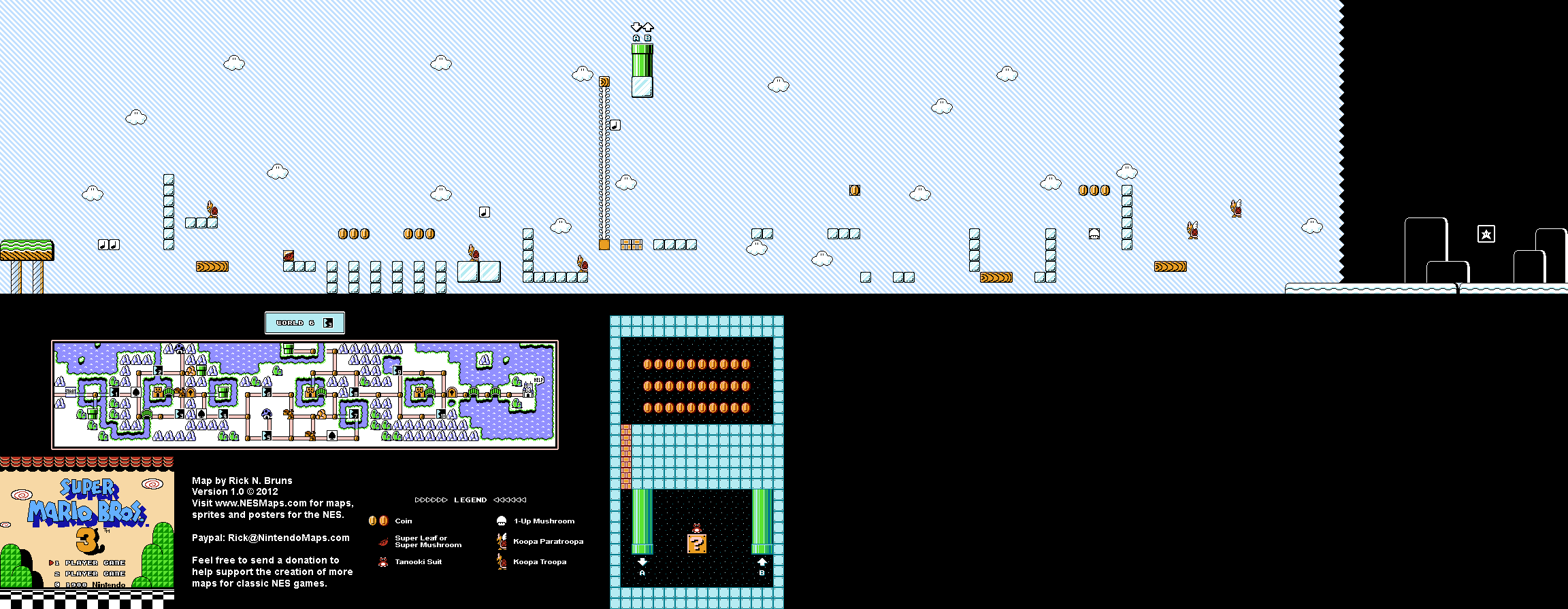 Map of World 6-3 of Super Mario Bros. 3