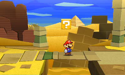 First ? Block in Sandshifter Ruins of Paper Mario: Sticker Star.
