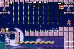 A portion of Level 5-5+ from the game Mario vs. Donkey Kong.