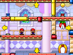 A screenshot of Room 6-1 from Mario vs. Donkey Kong 2: March of the Minis.