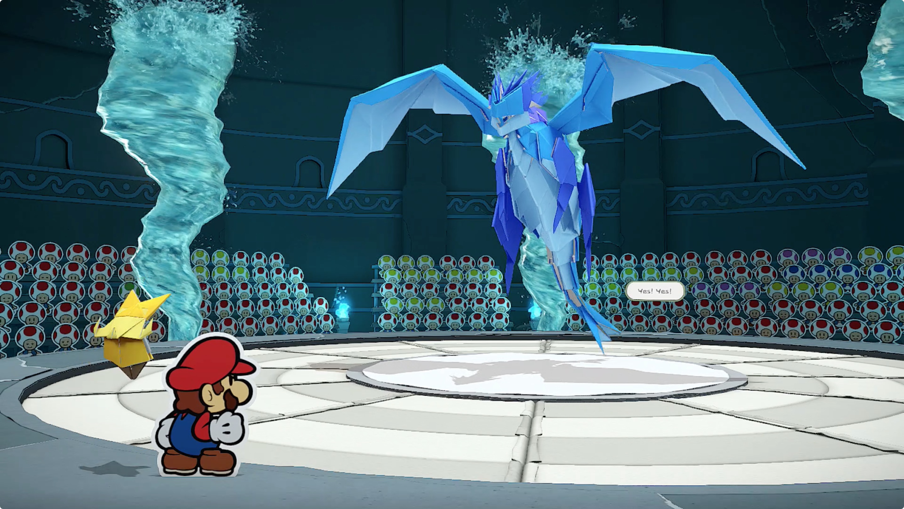 Mario faces off against the Water Vellumental