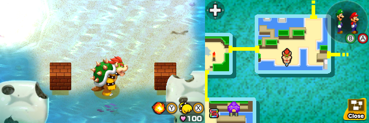 Eighth and ninth blocks in Plack Beach of Mario & Luigi: Bowser's Inside Story + Bowser Jr.'s Journey.