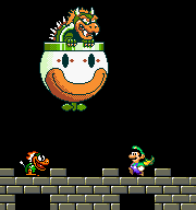 Luigi fighting Bowser
