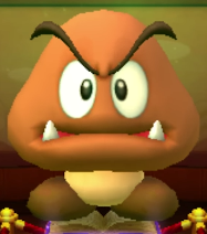 Mega Goomba as viewed in the Character Museum from Mario Party: Star Rush