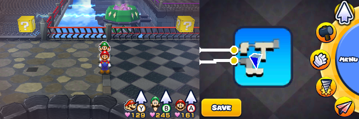 First two blocks in Neo Bowser Castle of Mario & Luigi: Paper Jam.