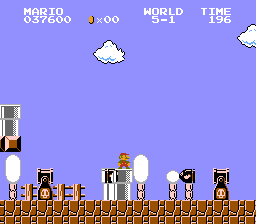 Screenshot of World 5-1 in Super Mario Bros.