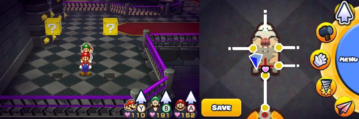 Blocks 23-24 in Bowser's Castle of Mario & Luigi: Paper Jam.
