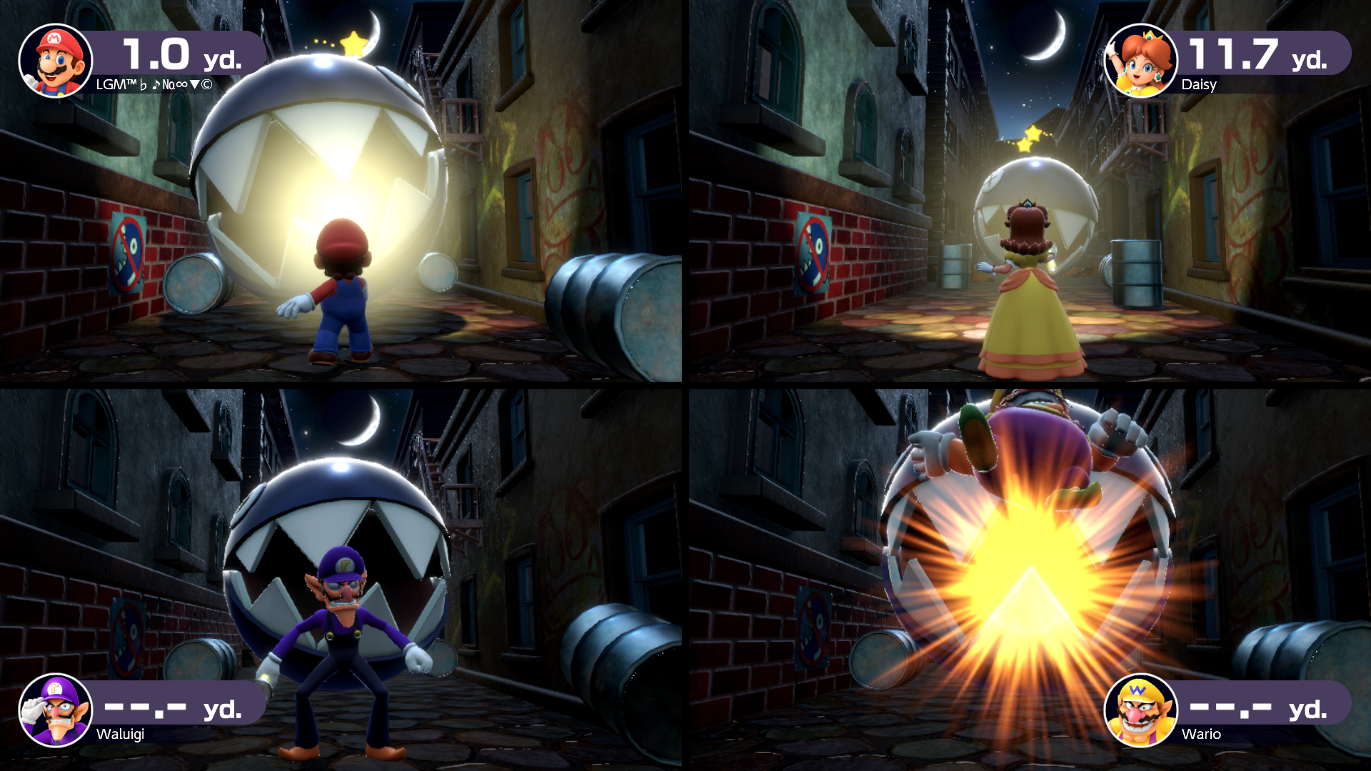 Night-Light Fright Let the Chain Chomp come as close as possible, and stop it with the flashlight. Whoever stops it the closest wins!