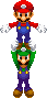 Sprite of Mario and Luigi performing the Spin Jump in Mario & Luigi: Superstar Saga + Bowser's Minions