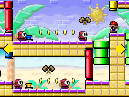 A screenshot of Room 2-4 from Mario vs. Donkey Kong 2: March of the Minis.