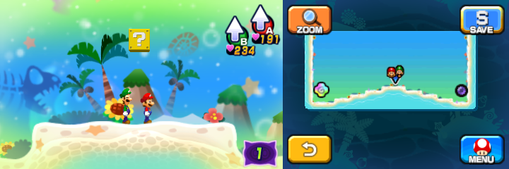 Only block in Dreamy Driftwood Shore accessed by a second Pink Pi'illo of Mario & Luigi: Dream Team.